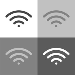 Vector set icon wi-fi  on white-grey-black color.