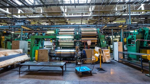 Time Lapse Employee Works with Equipment at Work Shop