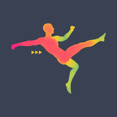 Football player. Sports concept. 3D Model of Man. Human Body. Sport Symbol. Design Element. Vector Illustration.