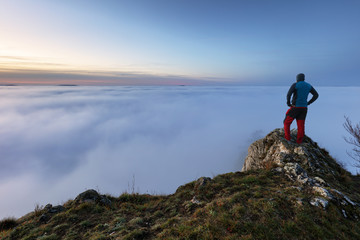 Freedom, Free man enjoying over Ridge Mountain, Landscape vacation destination.