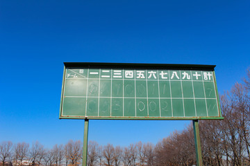 冬の草野球上のスコアボード