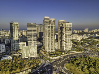 tel aviv, israel Park Tzameret is a newly built residential neighborhood of Tel Aviv, Israel, currently under construction in the east-central side of the city - obrazy, fototapety, plakaty