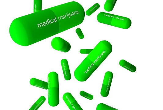 Medical marijuana capsules falling 