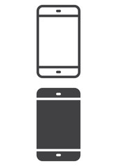 Smartphone icon, line and solid version, outline and filled vector sign, linear and full pictogram isolated on white. Mobile device symbol, logo illustration. Pixel perfect vector graphics