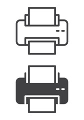 Printer icon, line and solid version, outline and filled vector sign, linear and full pictogram isolated on white. Symbol, logo illustration. Pixel perfect vector graphics