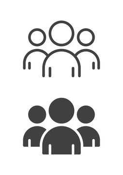 People, group, team icon, line and solid version, outline and filled vector sign, linear and full pictogram isolated on white. Leader symbol, logo illustration. Pixel perfect vector graphics