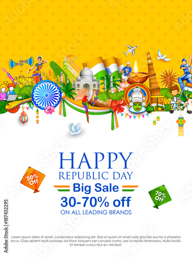 Tricolor Banner With Indian Flag For 26th January Happy Republic