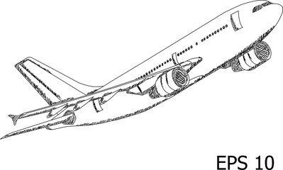 Airplane Vector Line Illustrator, EPS 10.