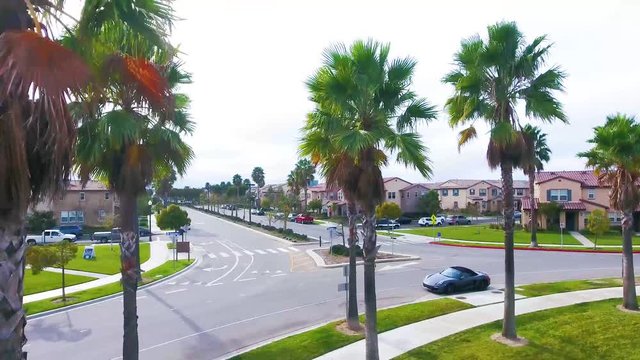 California Community Aerial View Rising