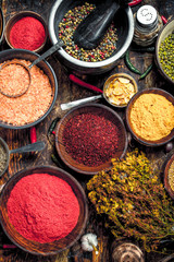 Various fragrant spices and herbs.