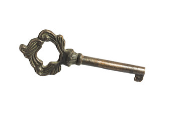vintage key in white isolated
