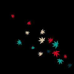 Vector Confetti Background Pattern. Element of design. Colored leaves on a black background