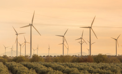 Obraz premium Wind turbines in Zaragoza Spain