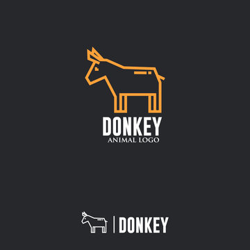 DONKEY LOGO. Linear Animal Icon