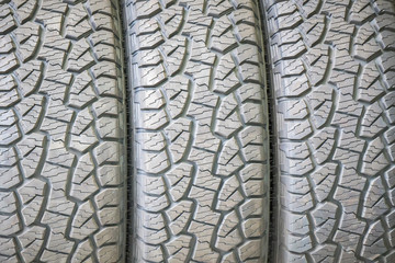 Car tires at warehouse in tire store