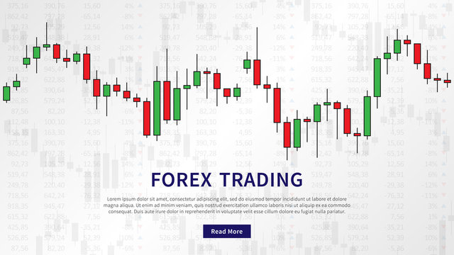 Candlestick chart in financial market vector illustration. Forex trading graphic design concept.