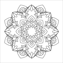 Flower mandala vector illustration. Oriental pattern, vintage decorative elements. Islam, Arabic, Indian, moroccan, turkish ottoman motifs. Coloring page