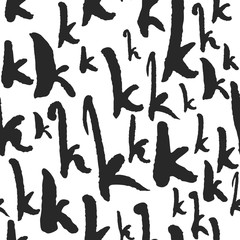 Vector Seamless Pattern with Calligraphy Letters K