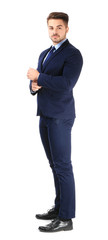 Obraz premium Handsome man in formal suit on white background
