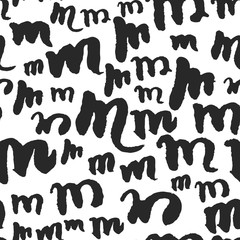 Vector Seamless Pattern with Calligraphy Letters M