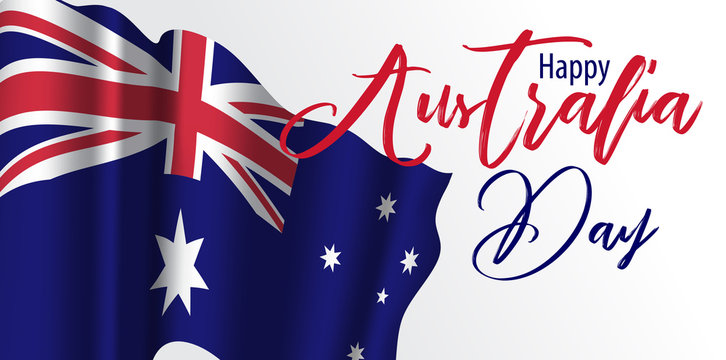 Happy Australia day with Waving flag 