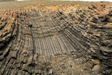 Large dark gray basalt beach in Penghu,Taiwan