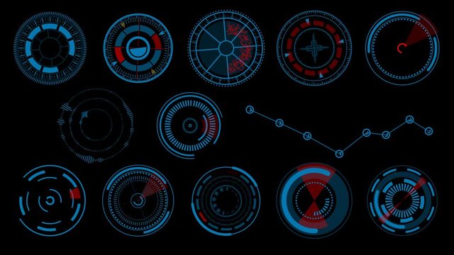 HUD Elements UI Elements. HUD Concept. Radial futuristic interface design elements