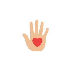 Hand with heart icon. Vector illustration.