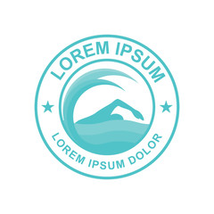 swim logo stamp design