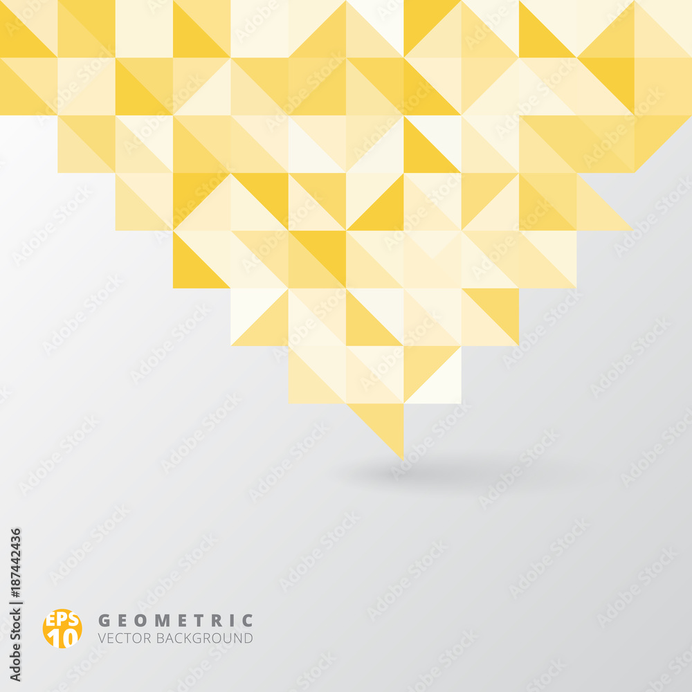 Poster abstract gray triangle and square in yellow and white color pattern, vector illustration