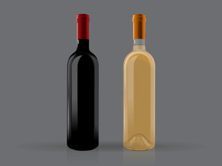 transparent bottles of wine on a black background