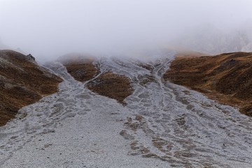 Landslide in the Alps (Margunet area in the Swiss National Park).