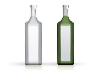 transparent green bottles 
