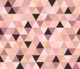Beige pink triangular seamless pattern. Geometric vector background. Polygonal mosaic decorative backdrop. Easy to edit design template.