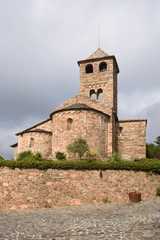 Fototapeta na wymiar Romanesque church of Sant Vicens, Espinelves, Girona province, Catalonia, Spain