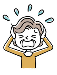 シニア女性：慌てる、パニック
