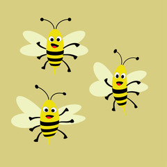 character honey bee vector set