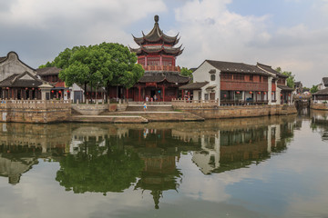 Fototapeta na wymiar Jiangnan Water Village Suzhou Ancient Town Street