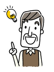 シニア男性：アイデア、思いつく