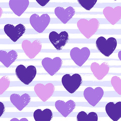 Seamless pattern with watercolor hearts / Vector illustration