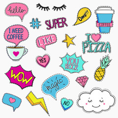 Naklejka premium Zestaw modnych naszywek