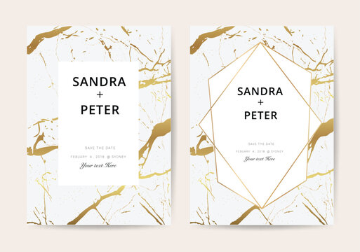 Luxury business cards with marble texture and gold. design for cover, banner, invitation, wedding, card Branding and identity Vector illustration.