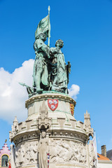 Statue of Jan Breydel and Coninck in Bruges, Belgium