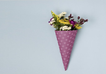 flowers in a horn for ice cream