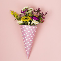 flowers in a horn for ice cream