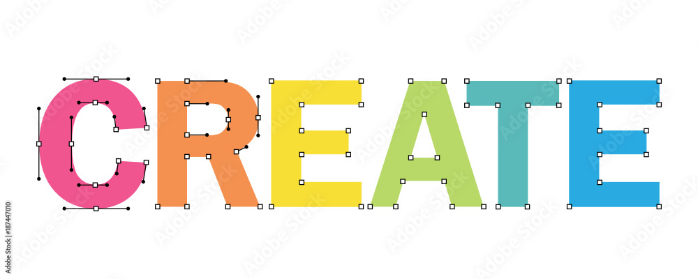 Poster create colorful typography with vector handles