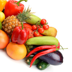 Fototapeta na wymiar Fruit and vegetable isolated on white background.