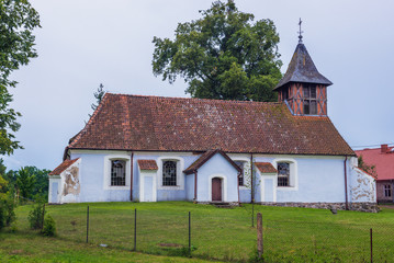 Fototapeta na wymiar Old Evangelical Church in small Ransk village in Masuria region of Poland