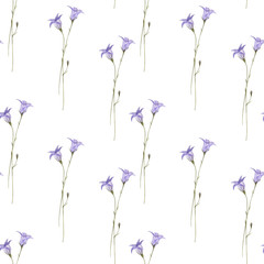 Seamless pattern with watercolor drawing flowers