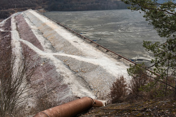 Waste lake barrier. Contaminated mine exploitation residuals